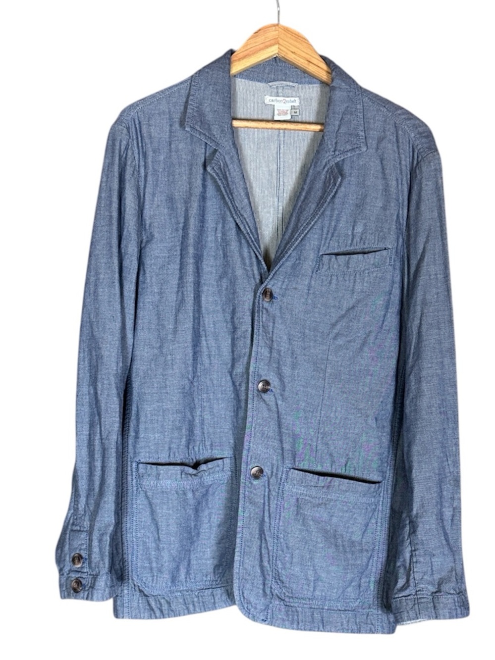 Carbon2Cobalt vintage look blue cotton unlined blazer Size Medium